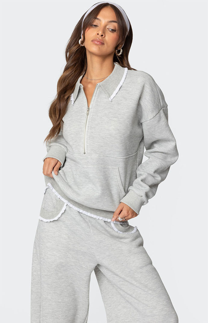 Edikted Ashtin Ruffle Trim Sweatshirt | PacSun
