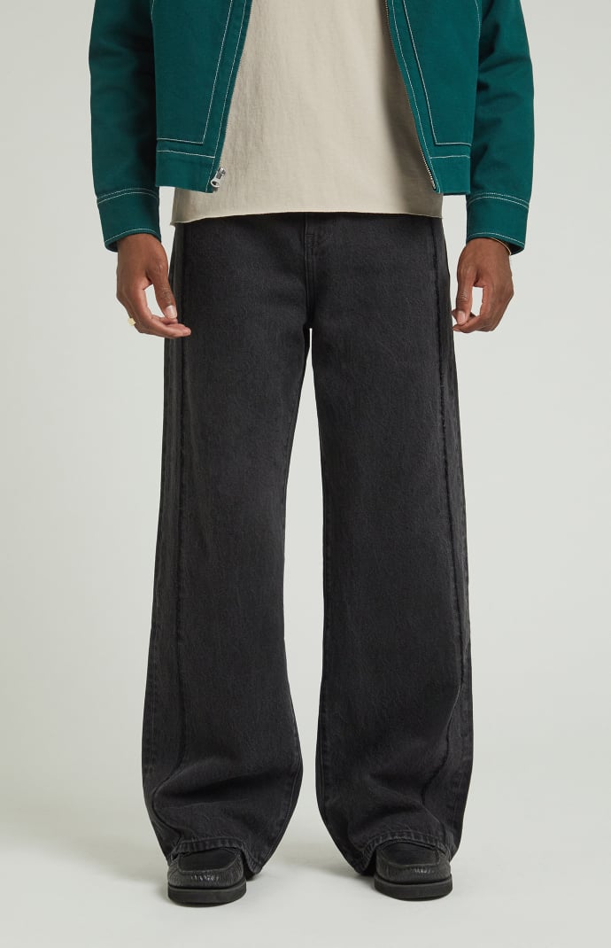 PacSun Black Frayed Fringe Extreme Baggy Jeans | PacSun