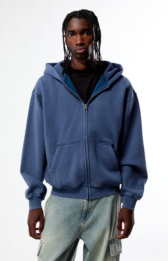 Pacsun Washed Navy Full Zip Hoodie | Pacsun