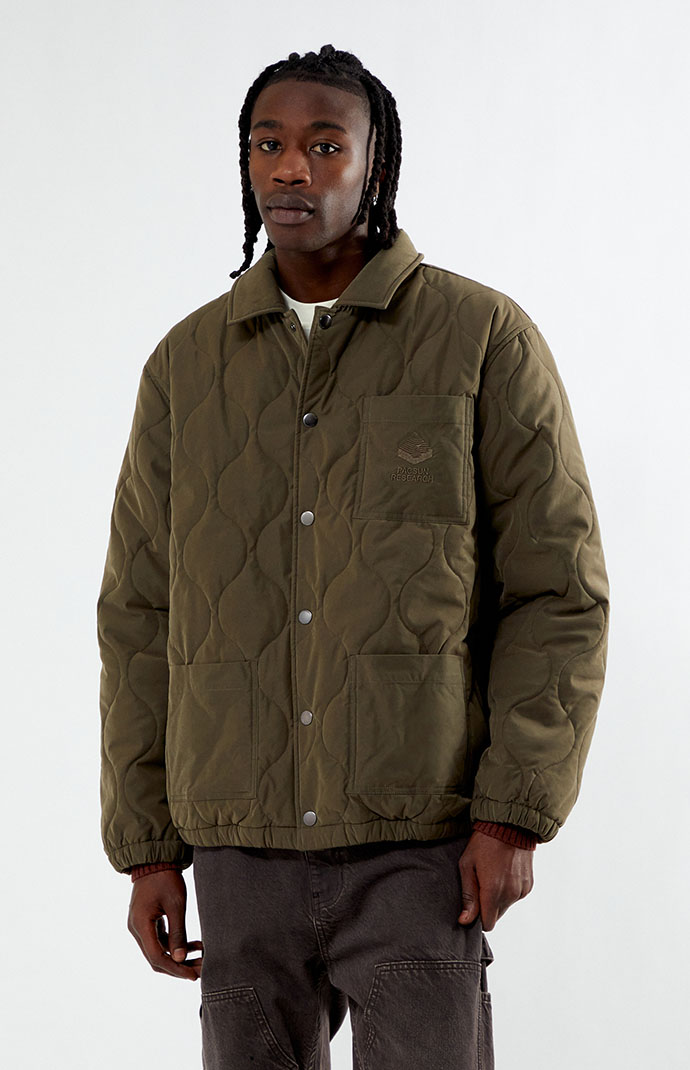 ラフアンドスウェル ジャケット コート BROTHERS COACH OLIVE Pacsun Olive Quilted Coach Jacket | Pacsun