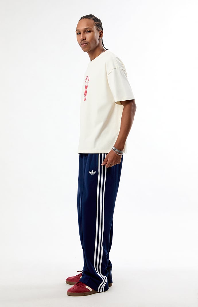 adidas Navy Baggy Three Stripe Track Pants | Pacsun