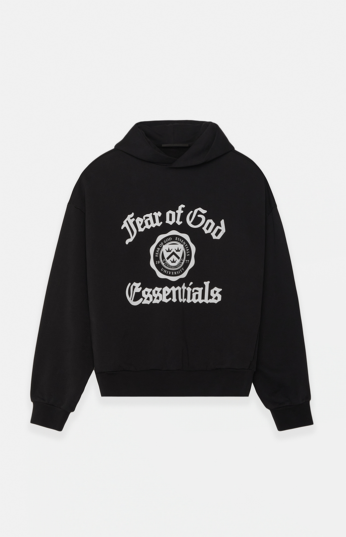 【FEAR OF GOD】トレンディングEssential University フーディー Fear of God Essentials Black hoodie with University logo