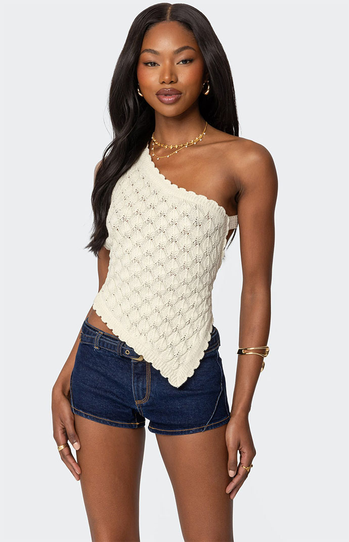 Edikted Codi Backless Asymmetric Knit Top | Pacsun