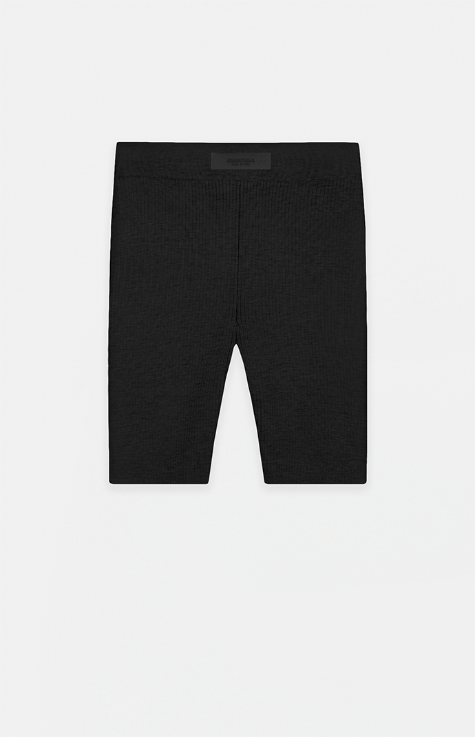 【FOG Essentials】Women's Black Sweater Knit Biker Shorts Fear of God Essentials Women's Black Sweater Knit Biker