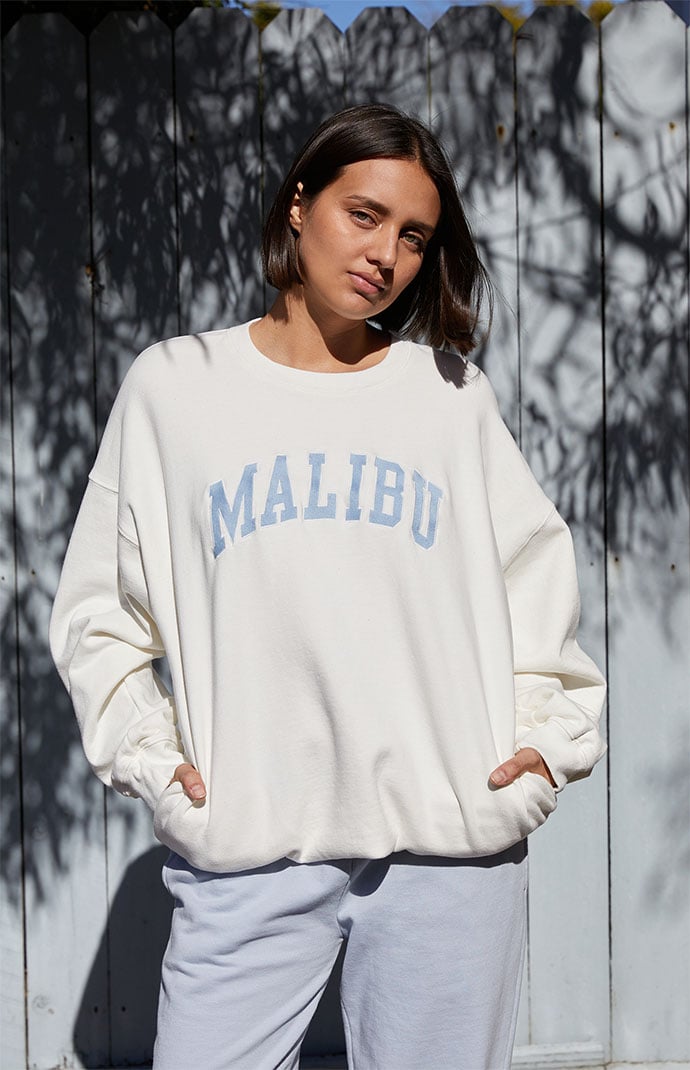 John Galt White Malibu Crew Neck Sweatshirt PacSun