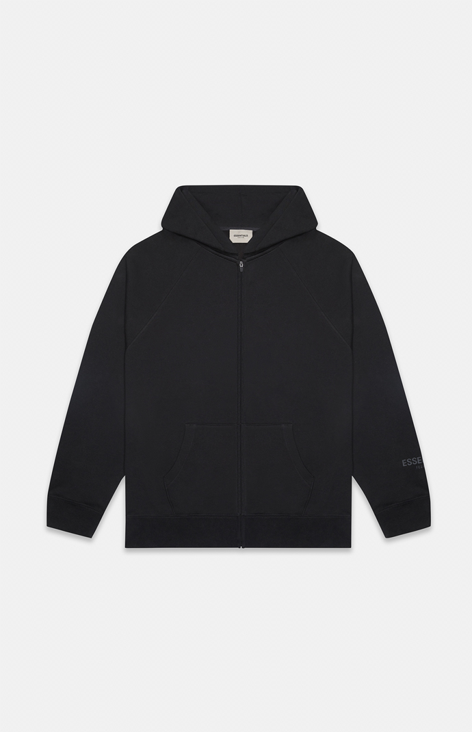 Fear of God Essentials Essentials Black Full Zip Hoodie | PacSun