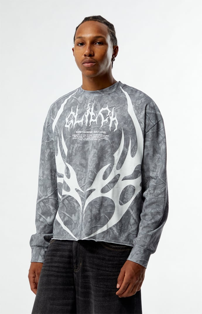 Pacsun Glitch Camo Cropped Long Sleeve T-Shirt | Pacsun