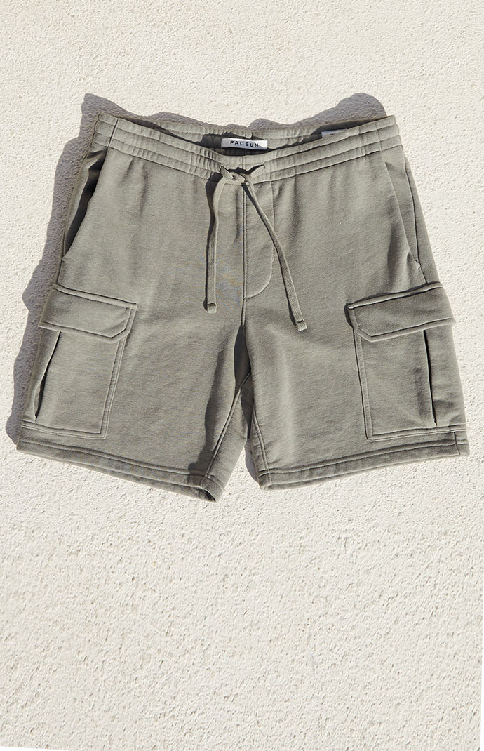 Pacsun Olive Terry Cargo Sweat Shorts | PacSun