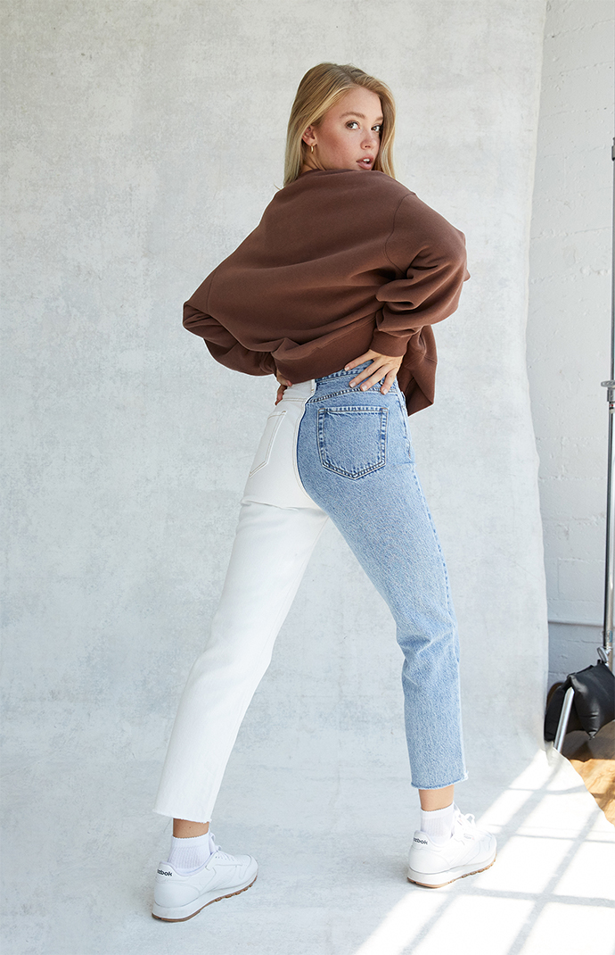 PacSun Eco White Two-Tone High Waisted 