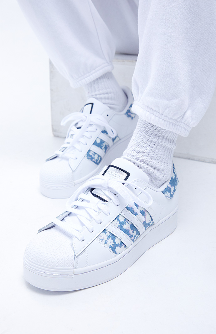 adidas Women's Eco Blue & White Superstar Bold Sneakers