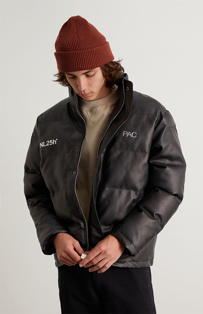 PacSun x Night Lab Faux Leather Puffer Jacket PacSun