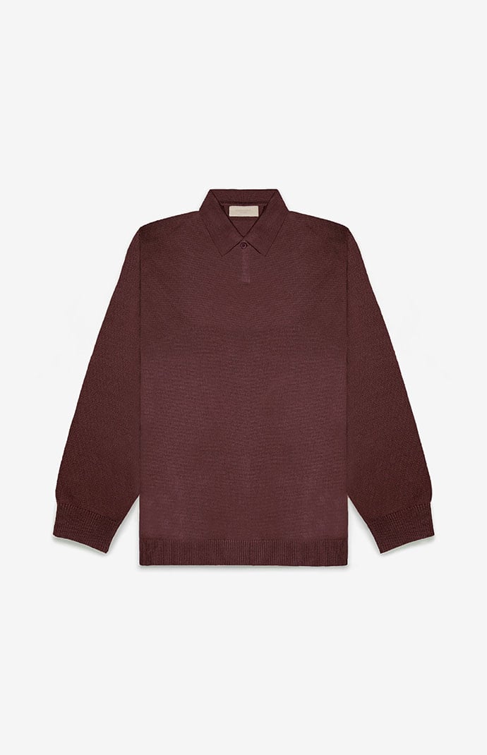 Fear of God Essentials Plum Long Sleeve Polo Sweater | PacSun