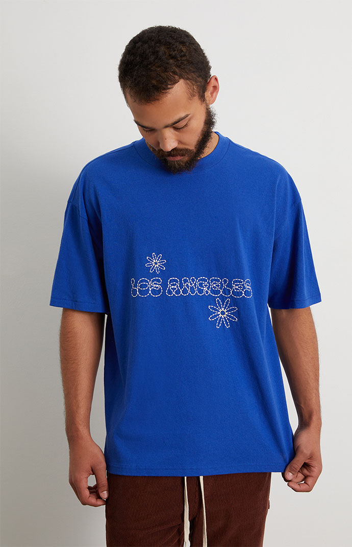 Pacsun Stitched Blue Boxy T-Shirt | PacSun