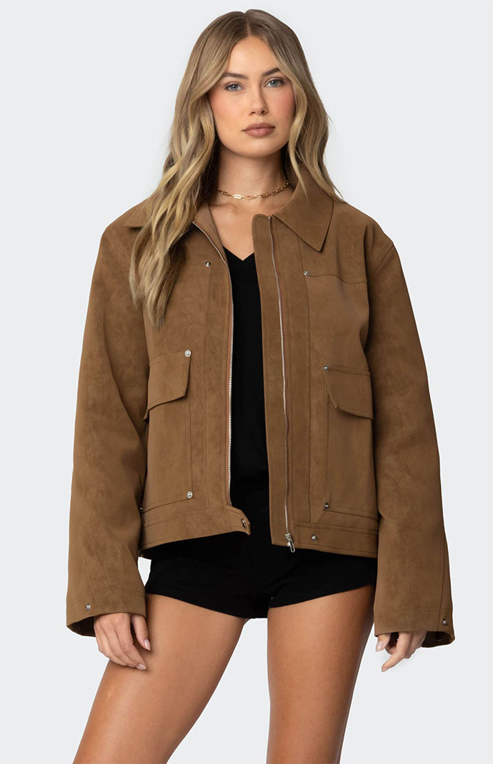 Edikted Annabelle Oversized Faux Suede Jacket | PacSun