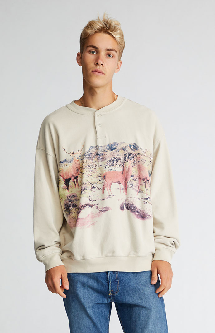 Henley crew neck sweatshirt online
