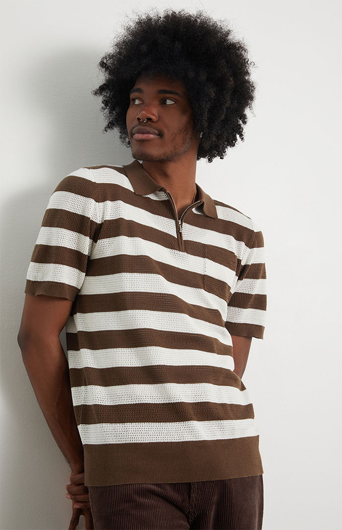 Pacsun Striped Zip Knit Polo Shirt | Pacsun