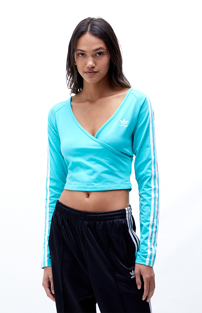 adidas Turquoise Surplice Long Sleeve Top | PacSun