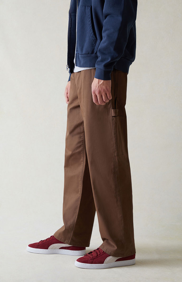 Pacsun Stretch Canvas Brown Baggy Carpenter Pants | PacSun