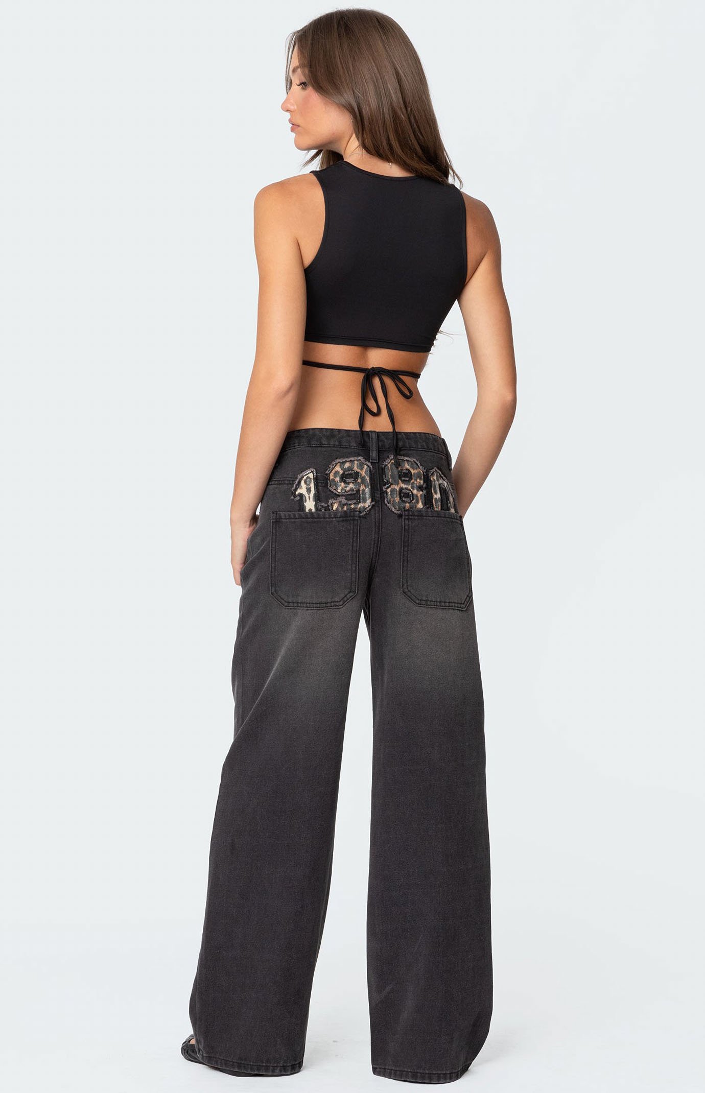 Edikted 1980 Leopard Patch Low Rise Jeans | PacSun