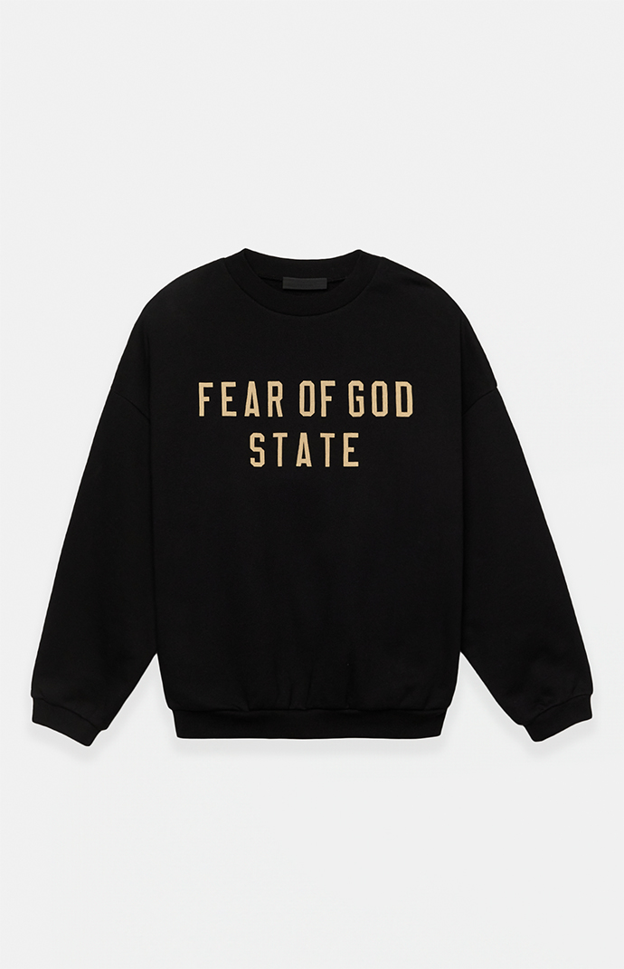 国内発送☆FEAR OF GOD☆FLEECE CREWNECK/BLACK Fear of God Essentials Fleece Crewneck (FW24) Black Men's