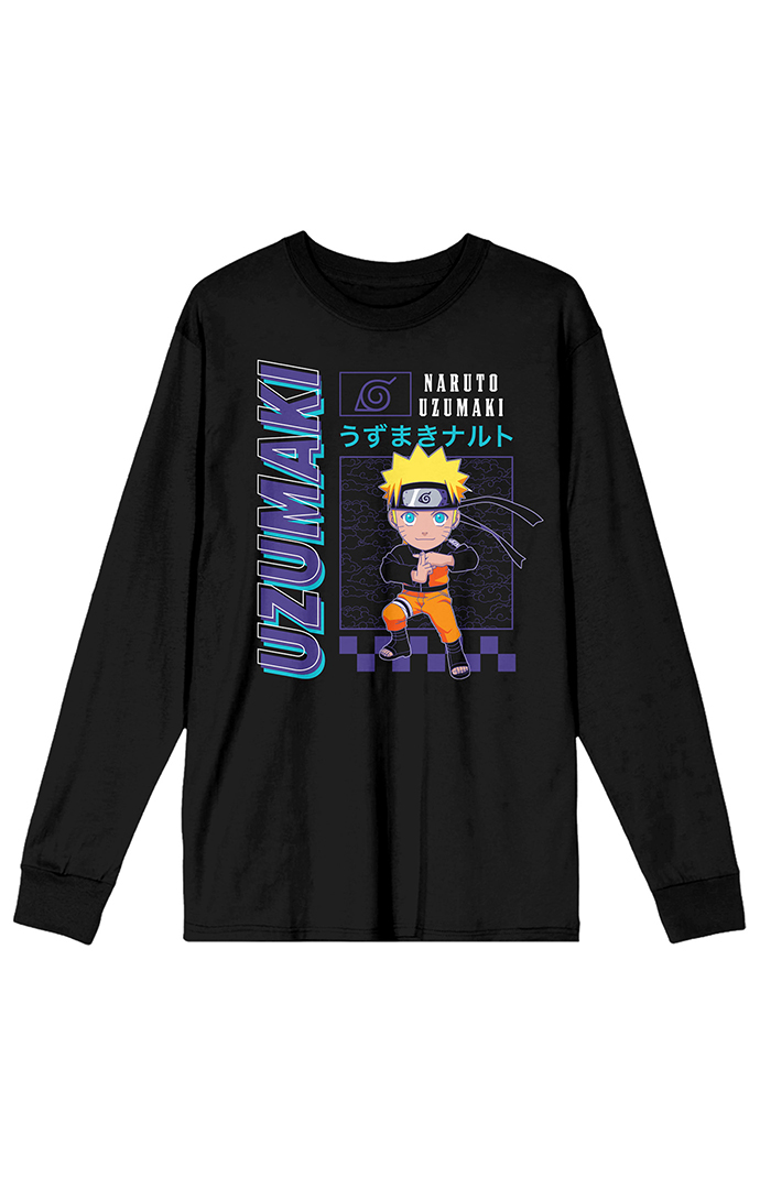 Pacsun Men s Naruto Shippuden Uzumaki Long Sleeve T Shirt in Black Size Small