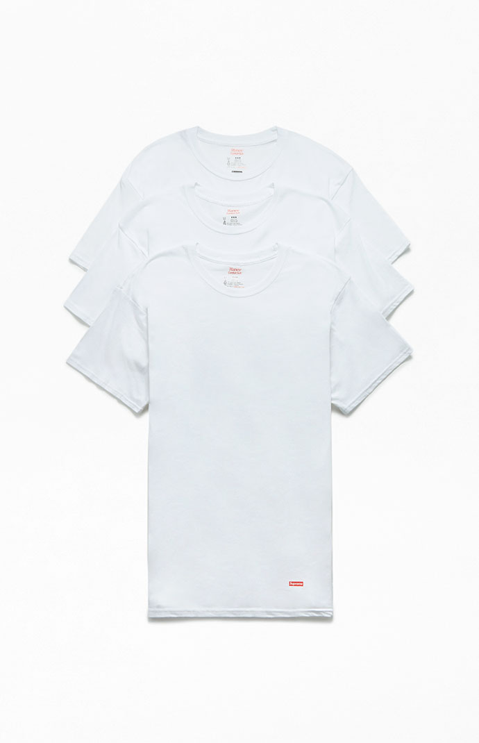 Supreme x Hanes 3 Pack White T-Shirts | PacSun