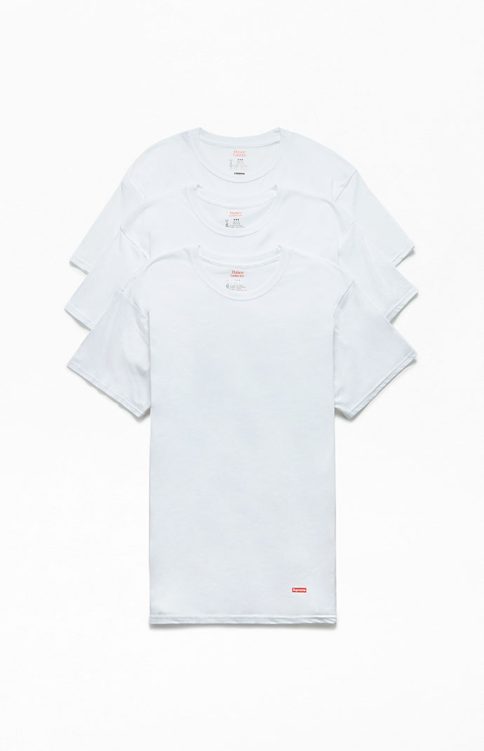 Supreme x Hanes 3 Pack White T-Shirts