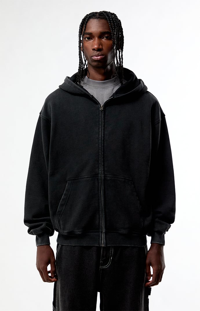 Pacsun Washed Black Full Zip Hoodie | Pacsun