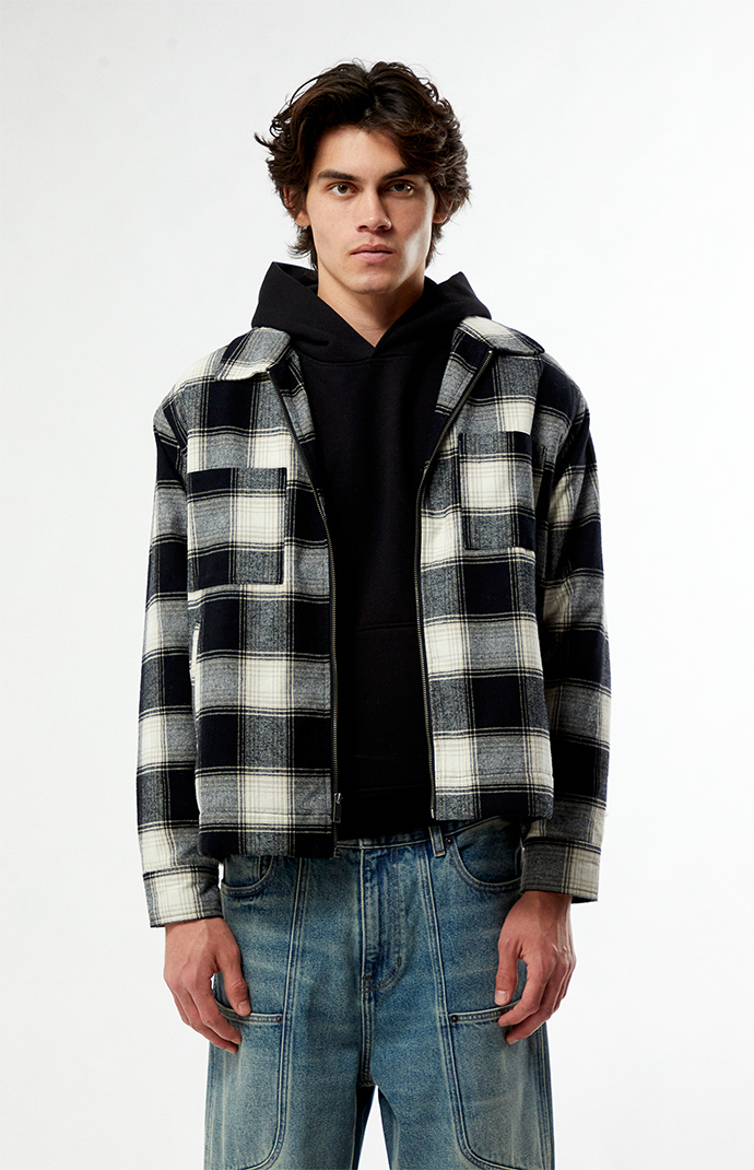 Pacsun Sherpa Plaid Zip Shacket | Pacsun