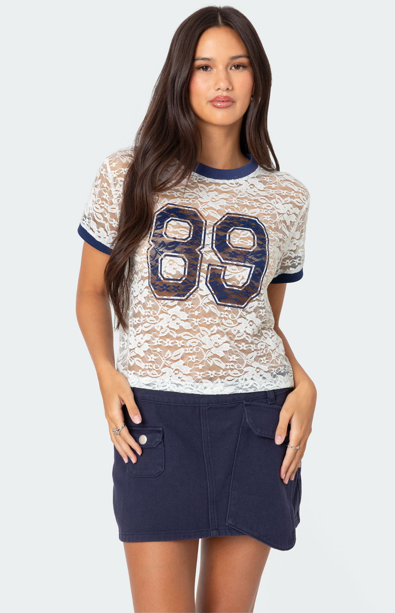 トップス tea Edikted 89 Sheer Lace T Shirt | PacSun