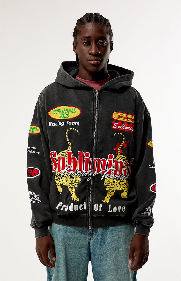 Pacsun Subliminal Racing Full Zip Hoodie | Pacsun