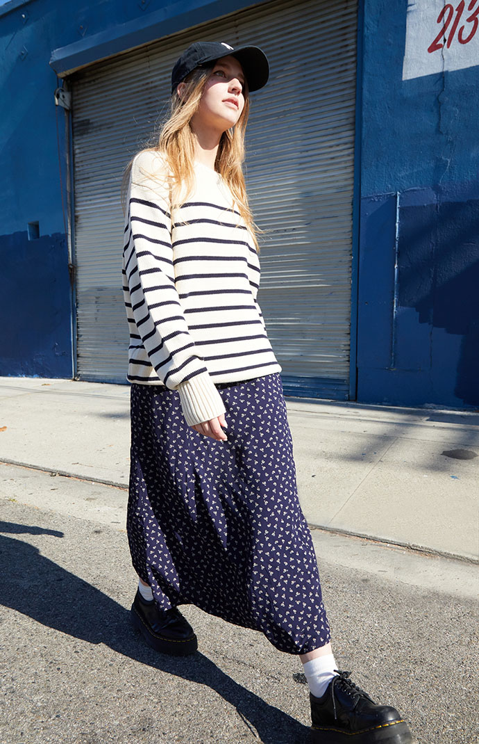 John Galt White Blue Striped Brianna Sweater PacSun