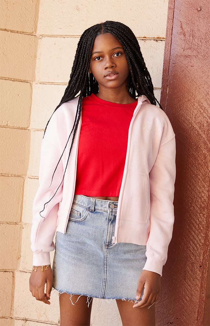 Pacsun Kids Rose Embroidered Full Zip Hoodie | PacSun