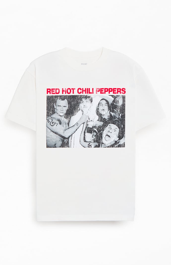 Red Hot Chili Peppers フォトTシャツ 白 Red Hot Chili Peppers Candid Photo T-Shirt | Pacsun