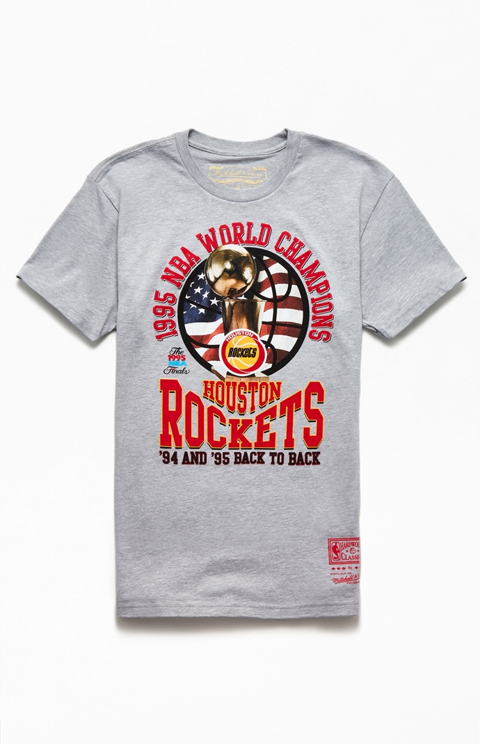 Mitchell & Ness Houston Rockets Champions Print Men's T-Shirt Black  SSTEINTL899-HROBLCK