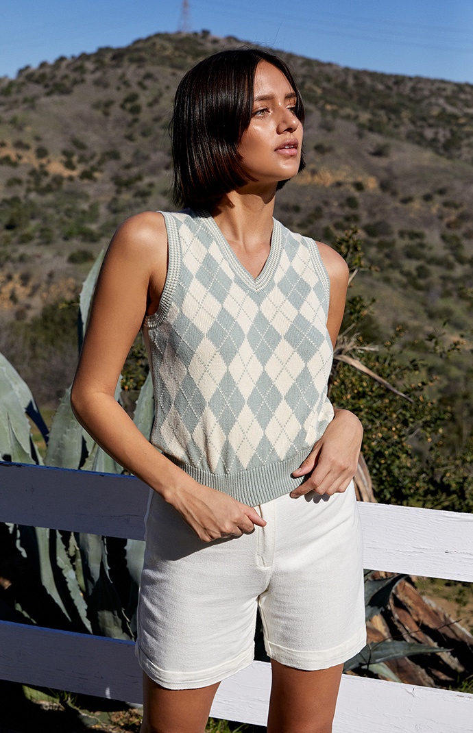 Mint Peyton Argyle Sweater Vest | PacSun