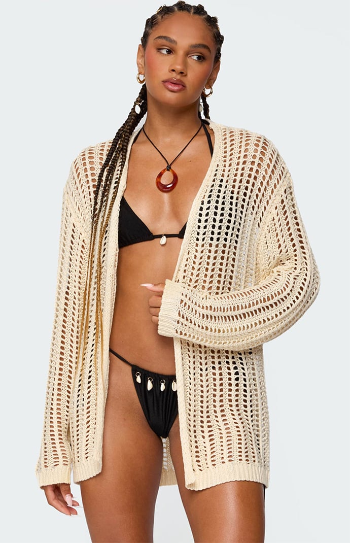 Edikted Darcee Oversized Crochet Cardigan | Pacsun