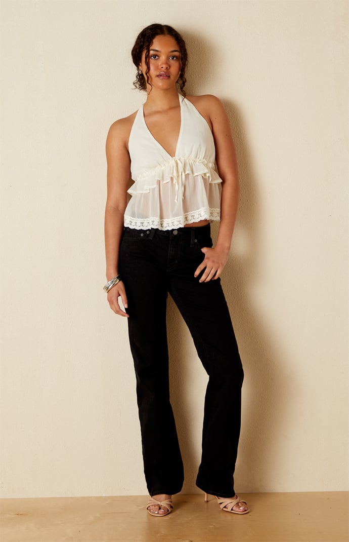 Your Favorite Bella Chiffon Ruffle Halter Top | Pacsun