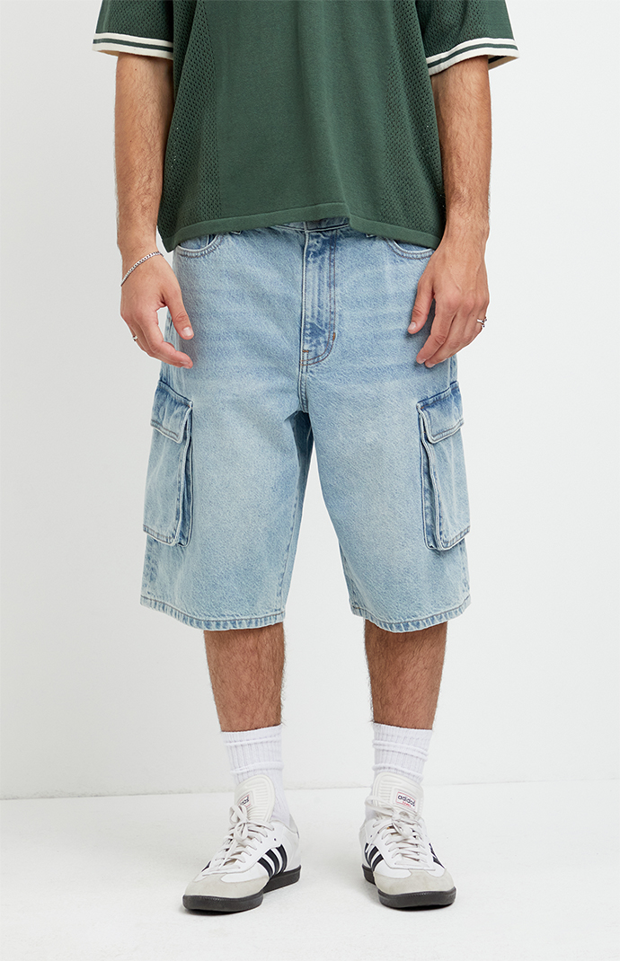 Pacsun Austin Extreme Baggy Jean Shorts Cargo Light Blue | Pacsun