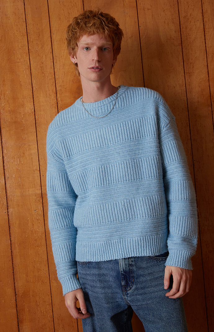Pacsun Blue Allan Jacquard Crew Neck Sweater | PacSun