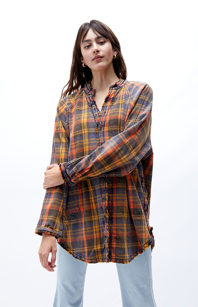 Free People Summer Daydream Plaid Shirt 