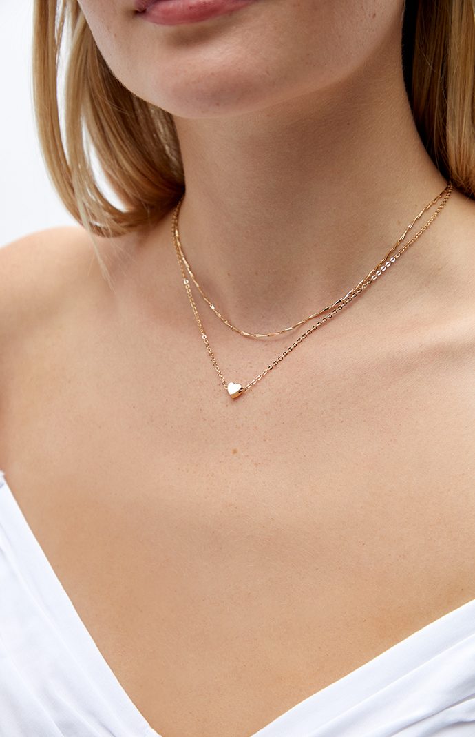 Heart layered necklace hot sale