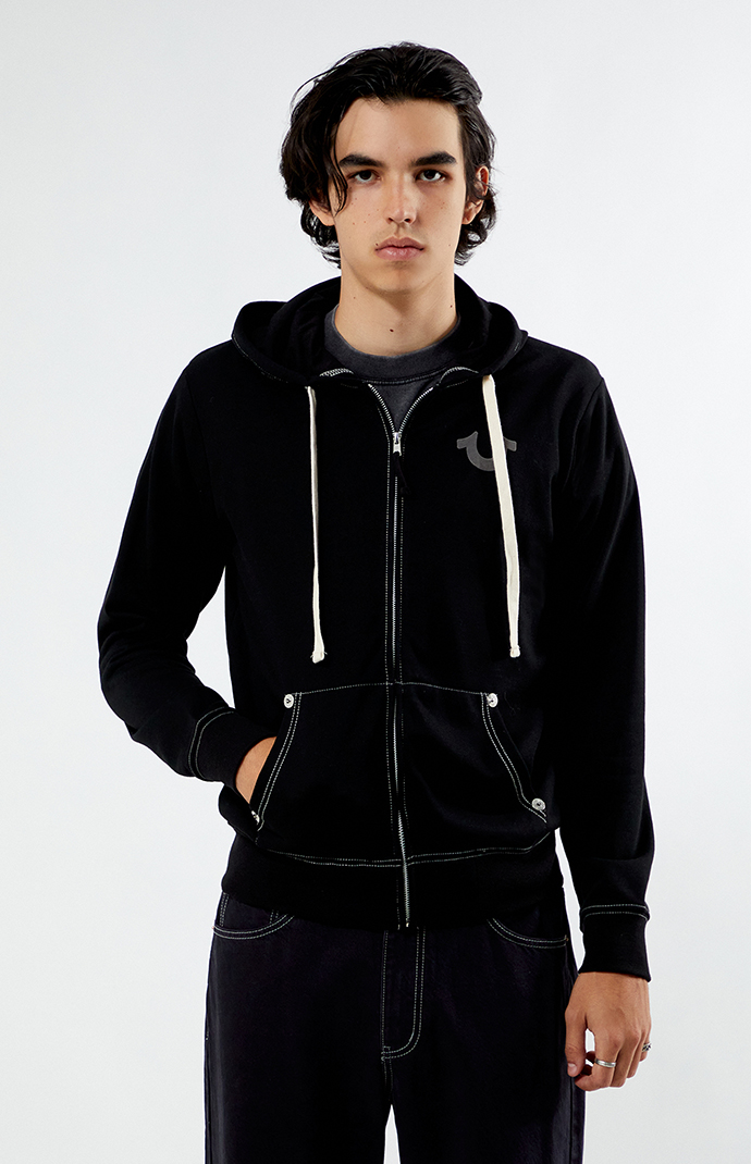 True Religion Big T Logo Full Zip Hoodie | PacSun