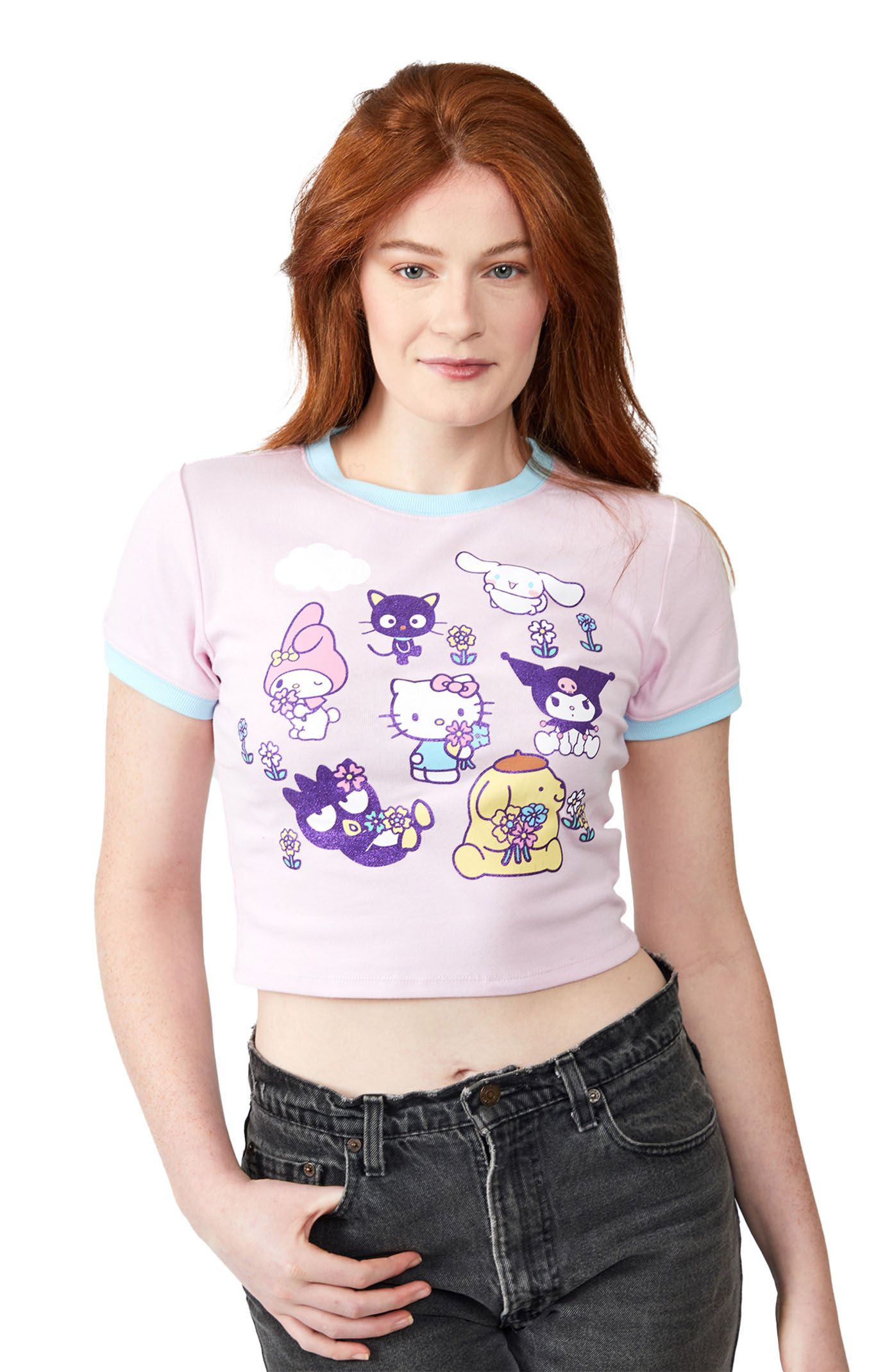 Kitten 半袖 トップス フレンチtee ピンク ローズモチーフ Hello Kitty & Friends Smell The Flowers Baby T-Shirt | Pacsun