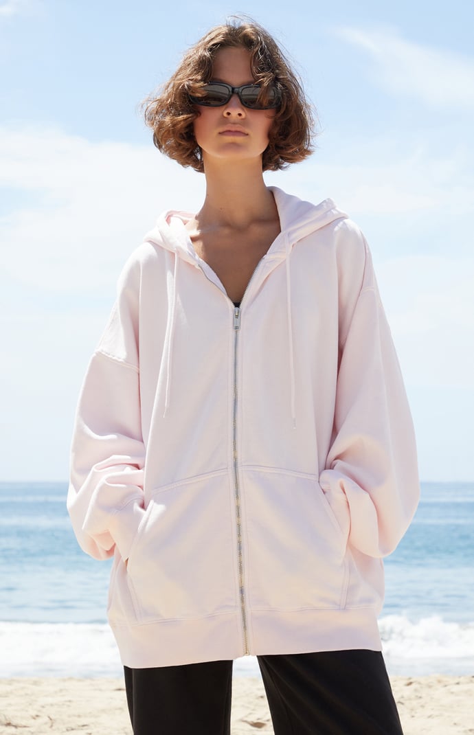 John Galt Pink Christy Full Zip Oversized Hoodie | Pacsun