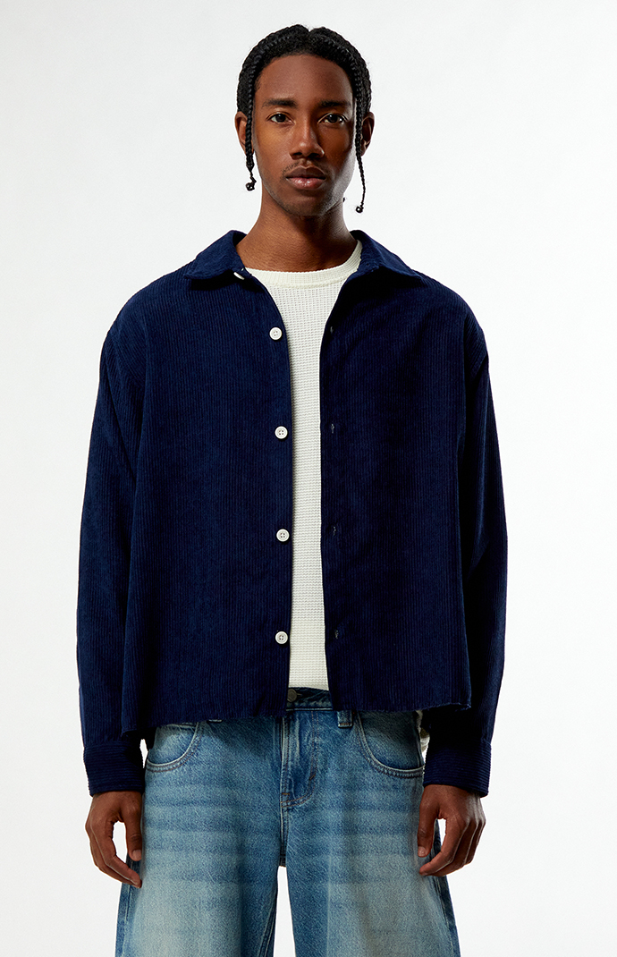 Pacsun Enzo Navy Corduroy Long Sleeve Shirt | Pacsun