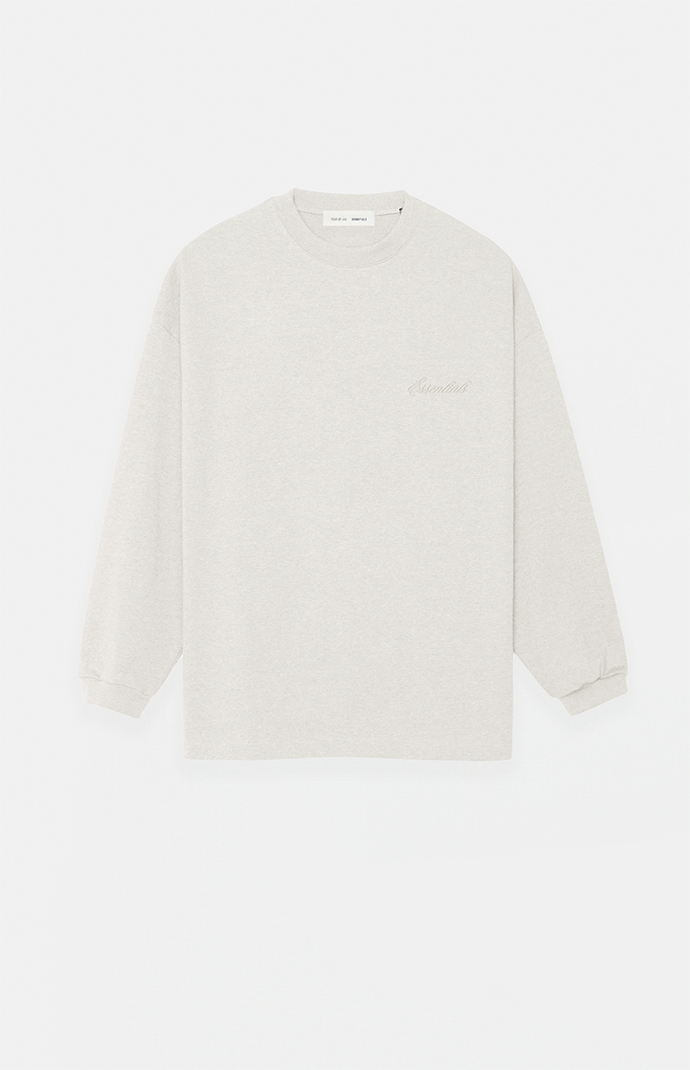 Fear of God ESSENTIALS Heather Oatmeal Classic Long Sleeve T-Shirt