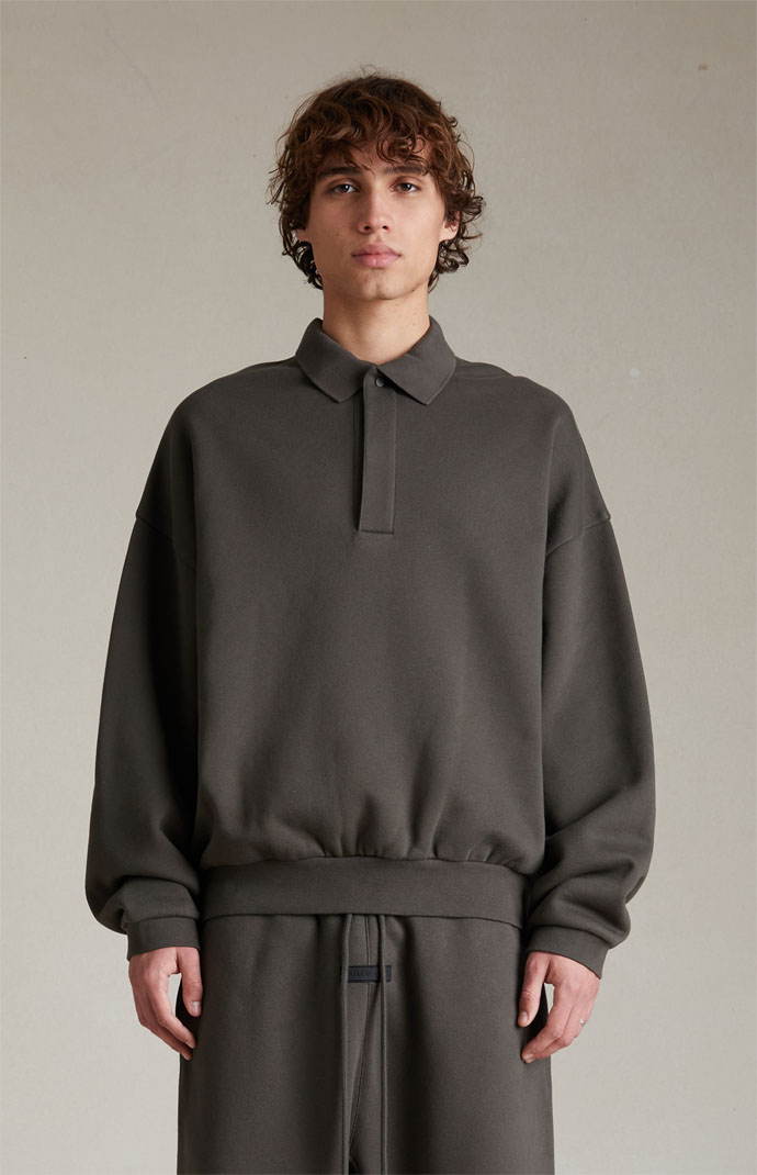 国内発送☆FEAR OF GOD☆LONGSLEEVE POLO/INK Fear of God Essentials Longsleeve Polo Seal Men's - SS24 - US