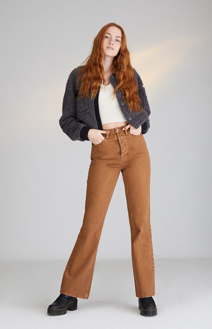 Pantalon Bootcut Large DDP Marron Bronze - Taille 25 US - Neuf Avec étiquettes - Coton