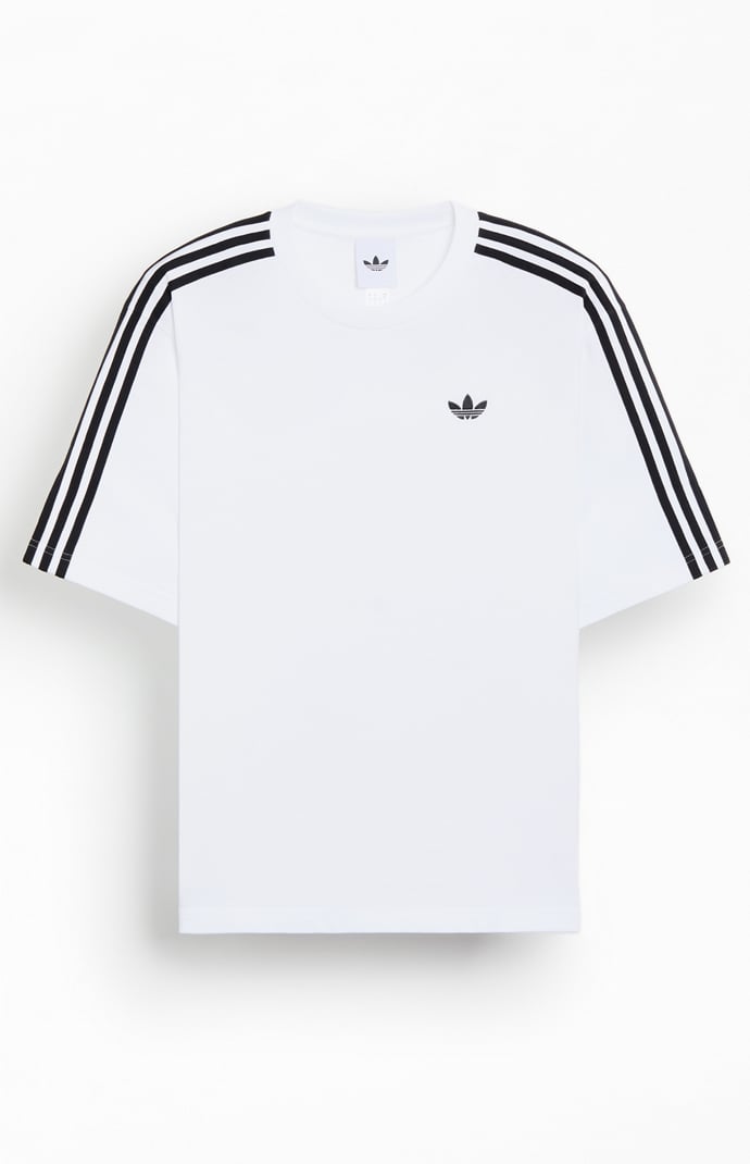 adidas White Adicolor 3-Stripes Oversized T-Shirt | Pacsun